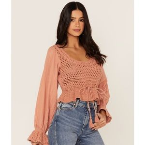 NWT - Free People Megan Crochet Knit Peplum Top
